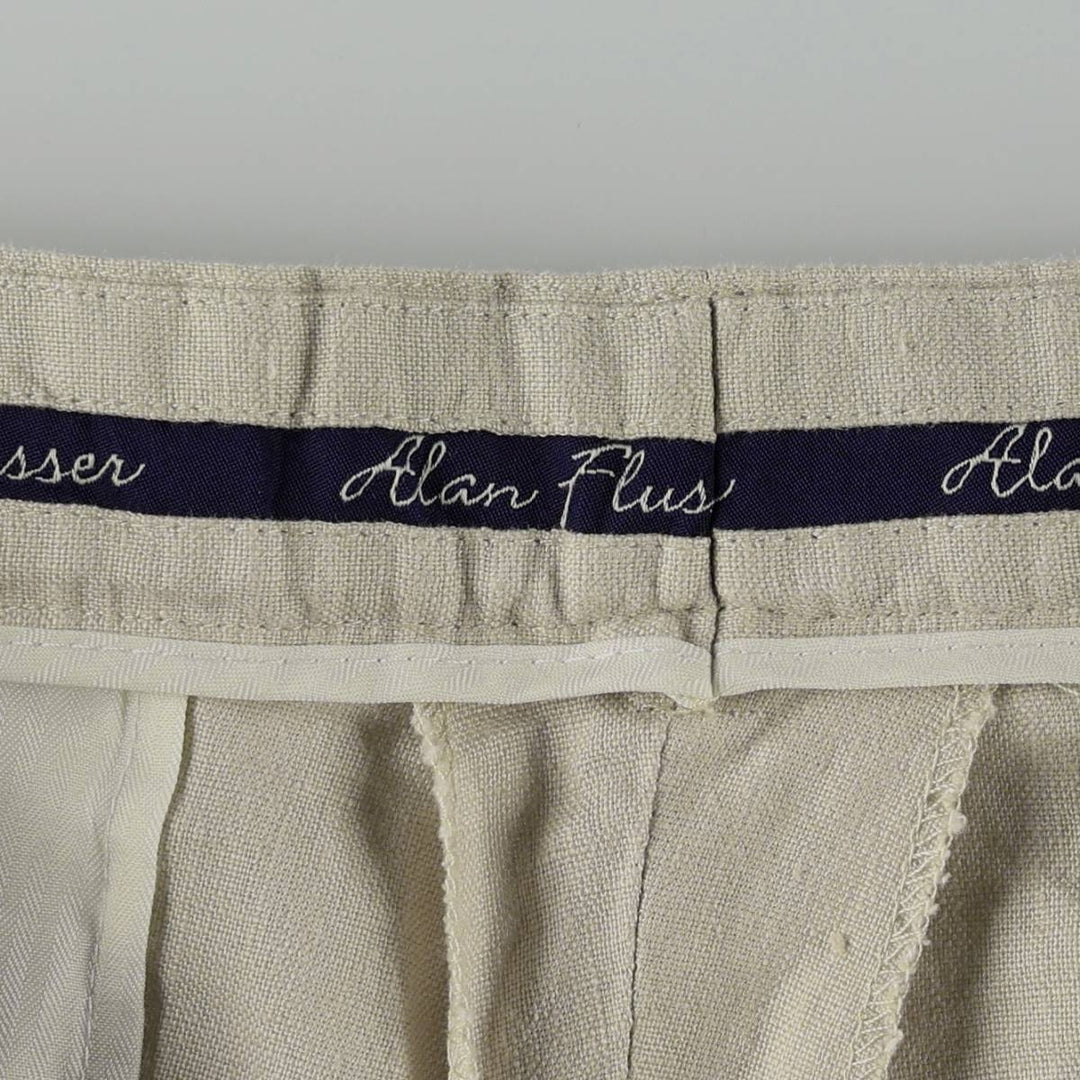 Alan Flusser Two-Pleat Linen Trousers, Men's Size W32 (approx.) linen unbleached Vintage Second Hand