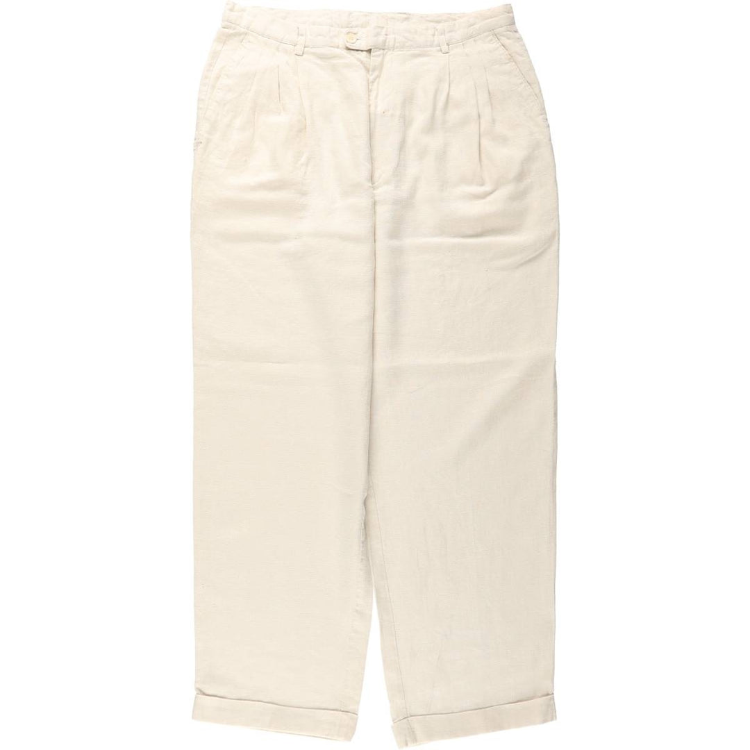 Zeidler and Zeidler Three-Pleat Linen Trousers, Men's Size W32 (approx.) linen ivory Vintage Second Hand