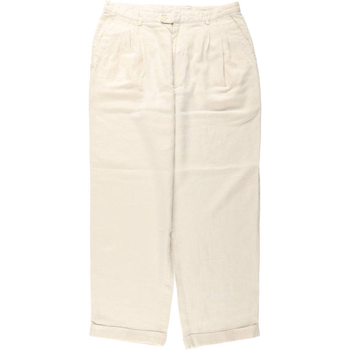 Zeidler and Zeidler Three-Pleat Linen Trousers, Men's Size W32 (approx.) linen ivory Vintage Second Hand
