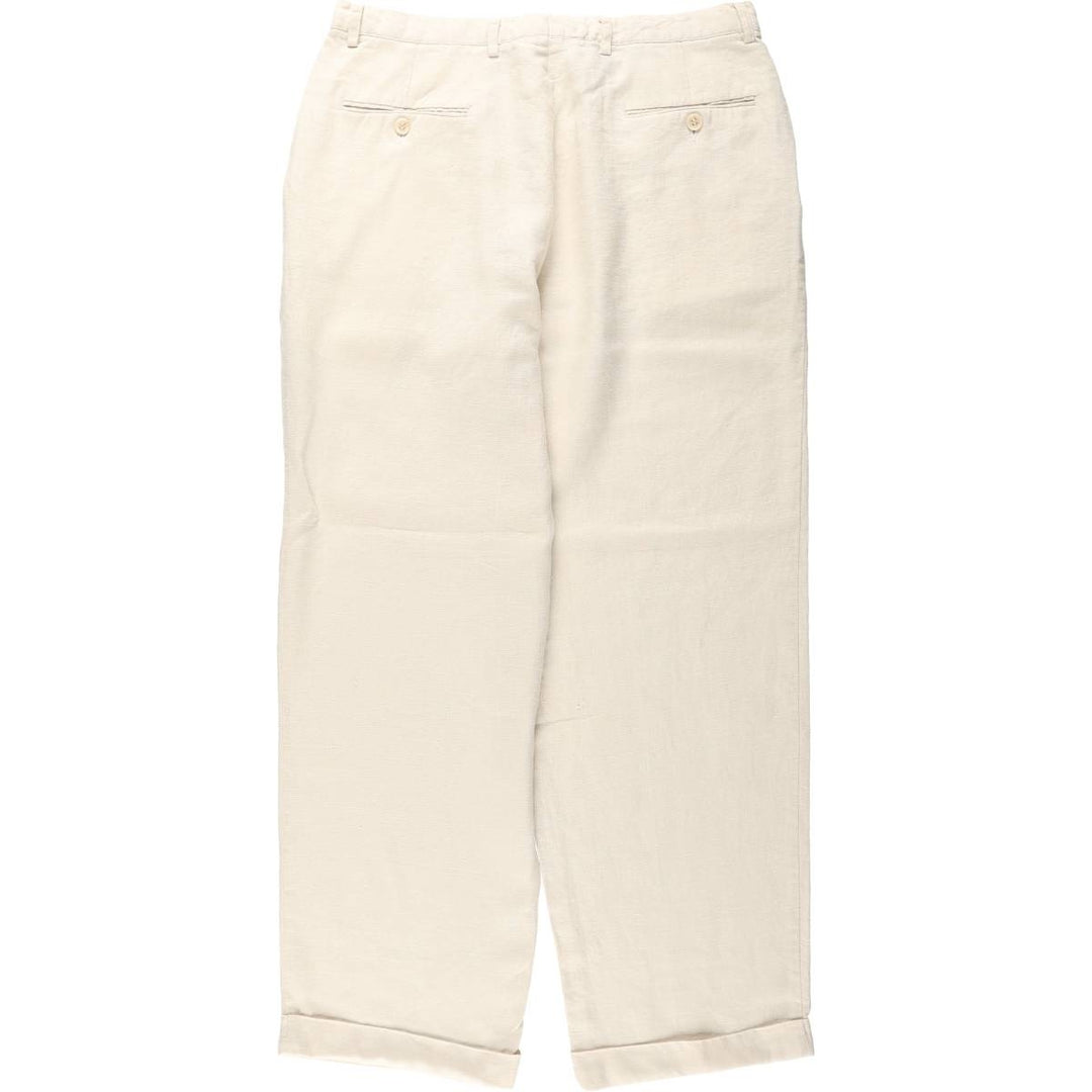Zeidler and Zeidler Three-Pleat Linen Trousers, Men's Size W32 (approx.) linen ivory Vintage Second Hand