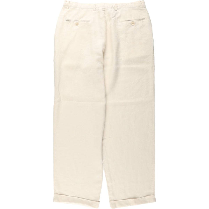 Zeidler and Zeidler Three-Pleat Linen Trousers, Men's Size W32 (approx.) linen ivory Vintage Second Hand