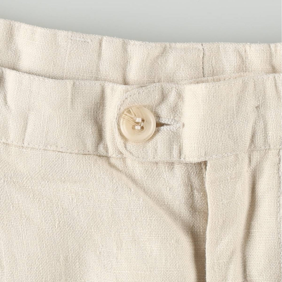 Zeidler and Zeidler Three-Pleat Linen Trousers, Men's Size W32 (approx.) linen ivory Vintage Second Hand