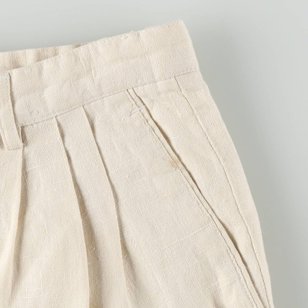 Zeidler and Zeidler Three-Pleat Linen Trousers, Men's Size W32 (approx.) linen ivory Vintage Second Hand