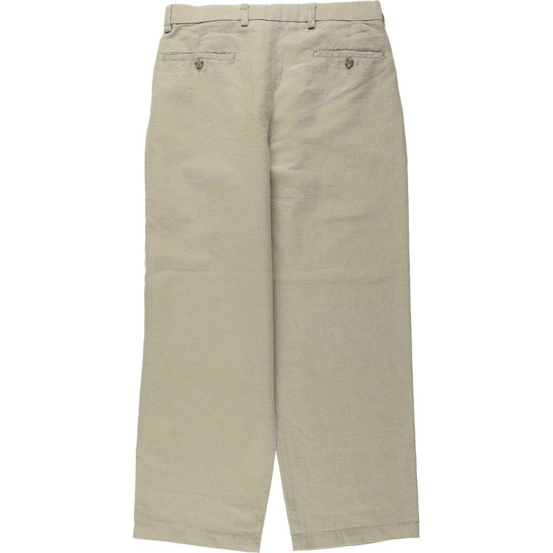 Dockers Premium Three-Pleat Linen Trousers, Men's Size W31 (approx.) linen unbleached Vintage Second Hand
