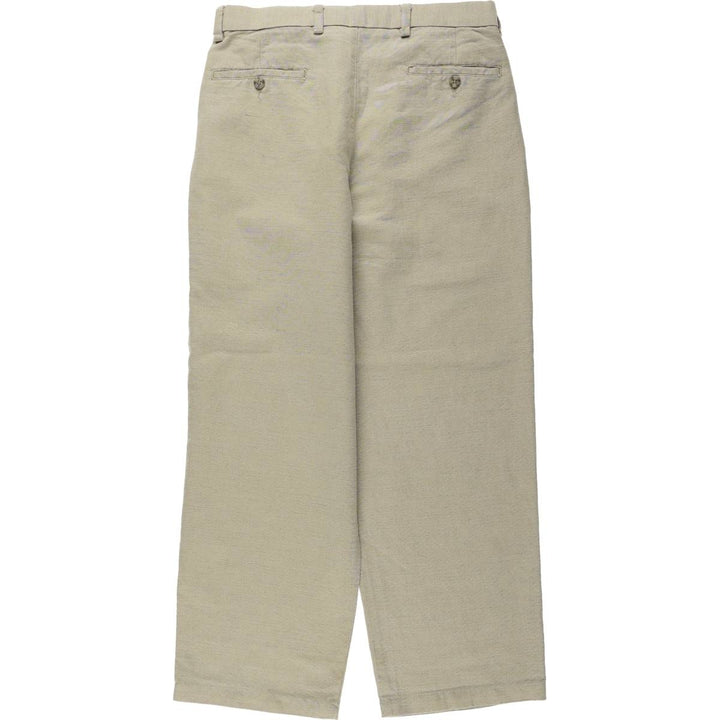 Dockers Premium Three-Pleat Linen Trousers, Men's Size W31 (approx.) linen unbleached Vintage Second Hand