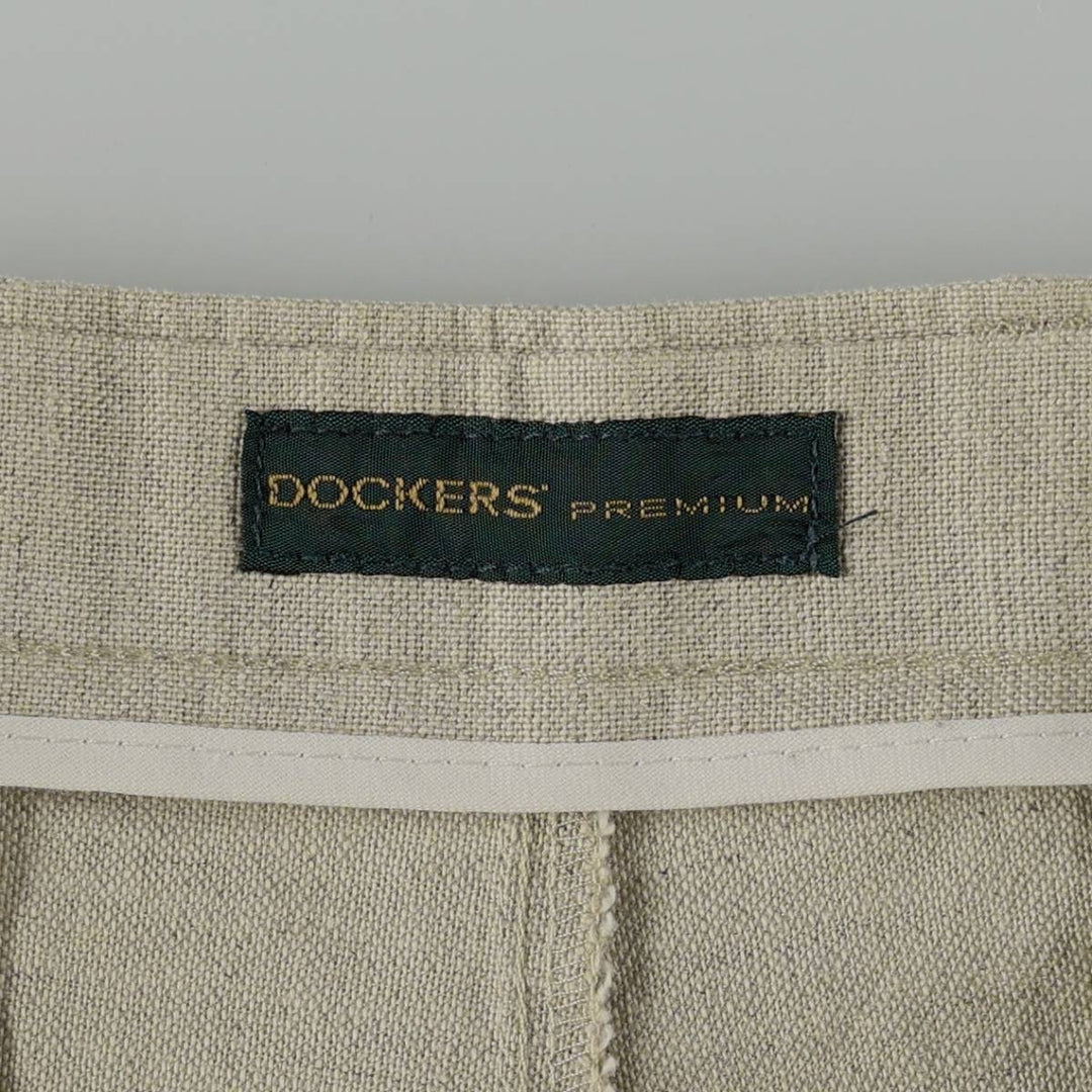 Dockers Premium Three-Pleat Linen Trousers, Men's Size W31 (approx.) linen unbleached Vintage Second Hand
