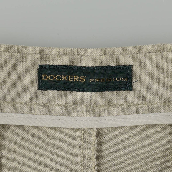 Dockers Premium Three-Pleat Linen Trousers, Men's Size W31 (approx.) linen unbleached Vintage Second Hand