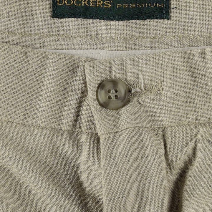 Dockers Premium Three-Pleat Linen Trousers, Men's Size W31 (approx.) linen unbleached Vintage Second Hand