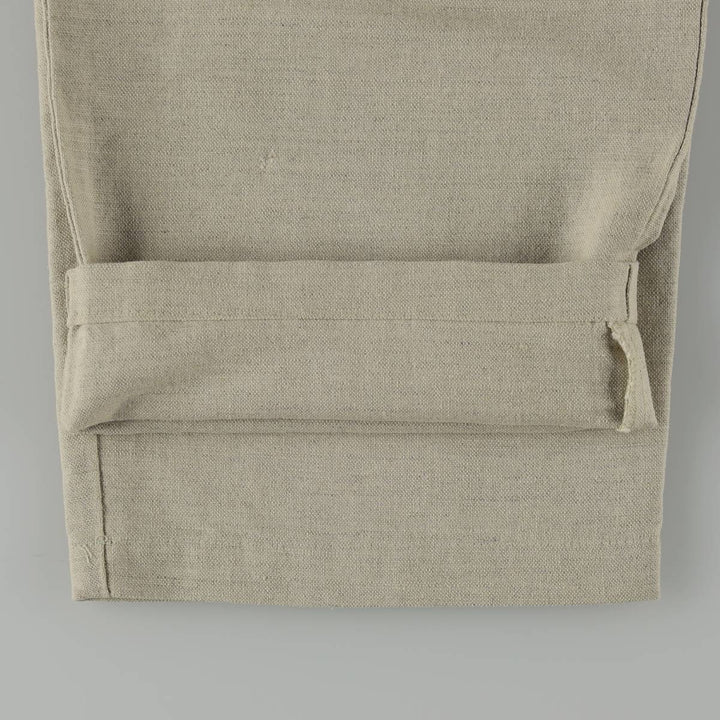 Dockers Premium Three-Pleat Linen Trousers, Men's Size W31 (approx.) linen unbleached Vintage Second Hand