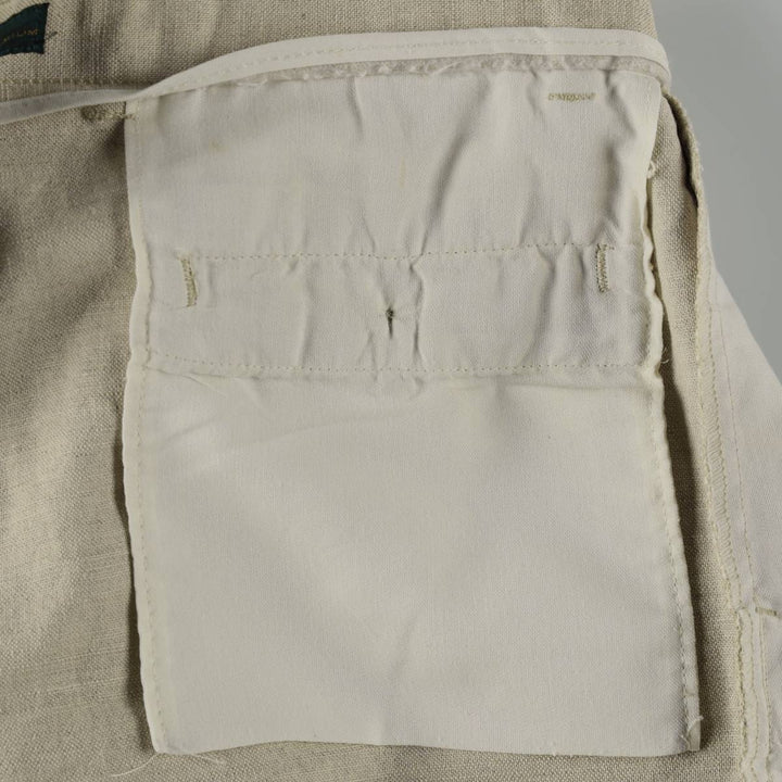 Dockers Premium Three-Pleat Linen Trousers, Men's Size W31 (approx.) linen unbleached Vintage Second Hand