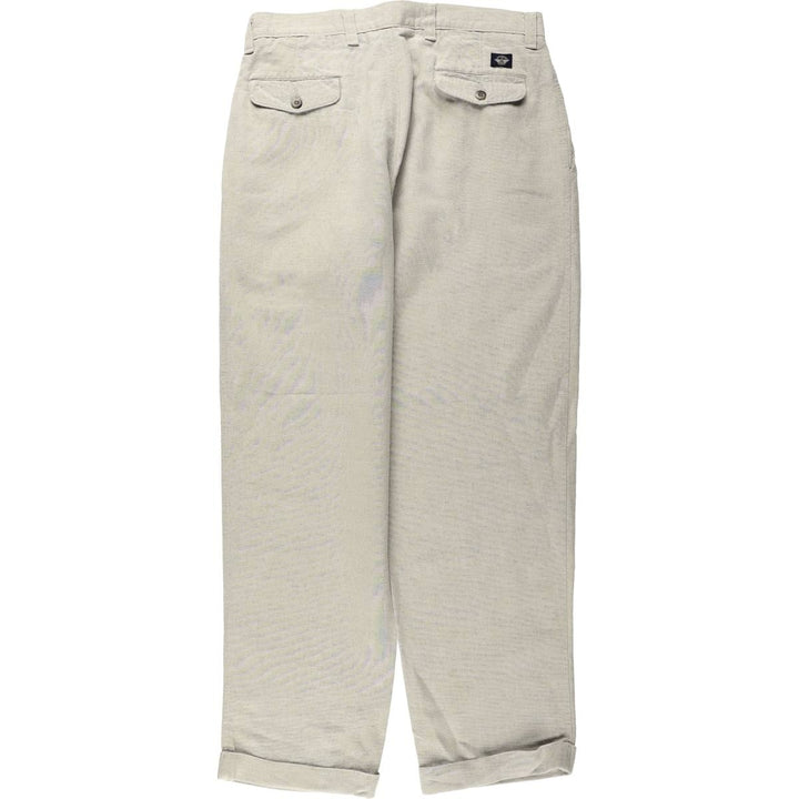 1990'S Dockers Khakis Two-Pleat Linen x Cotton Trousers, Made in USA, Men's Size W33 (approx.), Vintage linen unbleached Vintage Second Hand