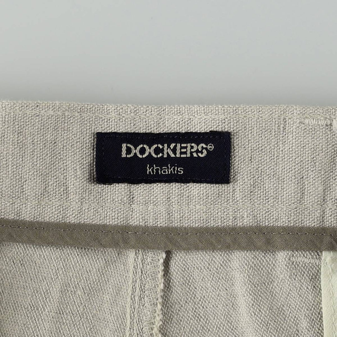1990'S Dockers Khakis Two-Pleat Linen x Cotton Trousers, Made in USA, Men's Size W33 (approx.), Vintage linen unbleached Vintage Second Hand