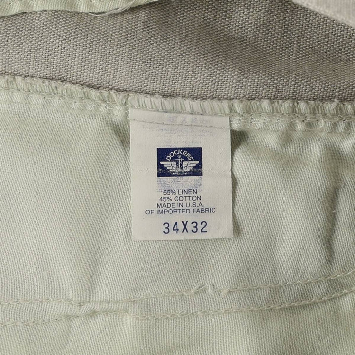 1990'S Dockers Khakis Two-Pleat Linen x Cotton Trousers, Made in USA, Men's Size W33 (approx.), Vintage linen unbleached Vintage Second Hand