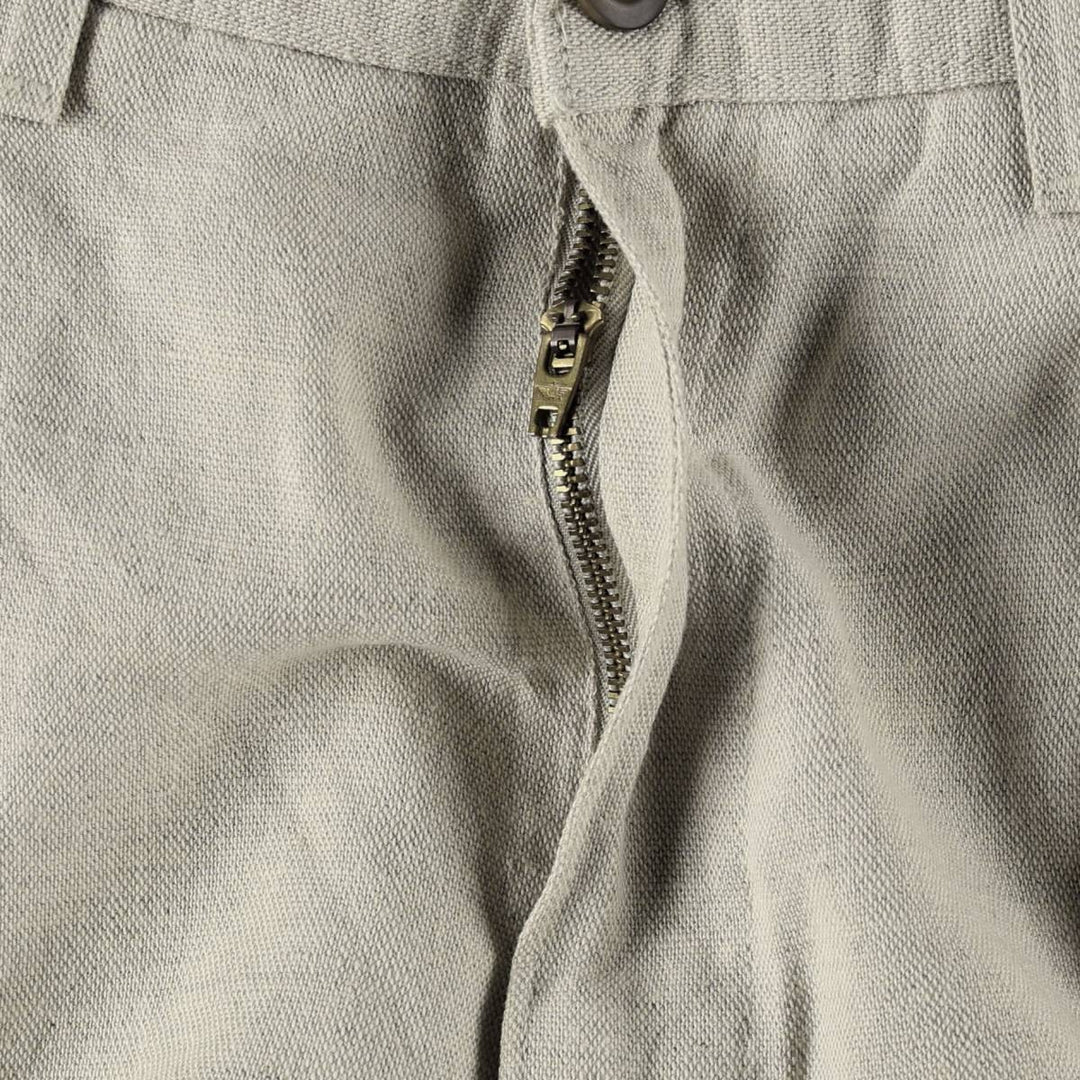 1990'S Dockers Khakis Two-Pleat Linen x Cotton Trousers, Made in USA, Men's Size W33 (approx.), Vintage linen unbleached Vintage Second Hand