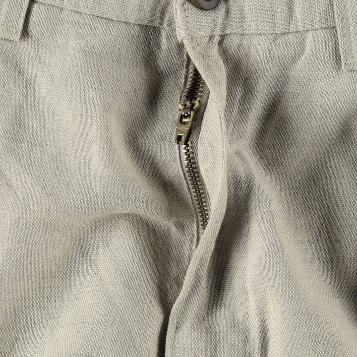 1990'S Dockers Khakis Two-Pleat Linen x Cotton Trousers, Made in USA, Men's Size W33 (approx.), Vintage linen unbleached Vintage Second Hand