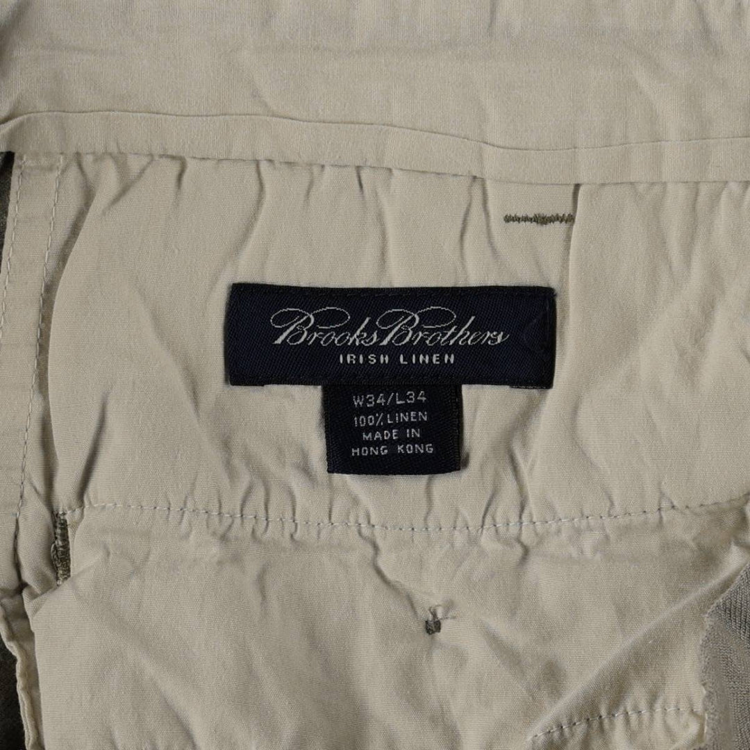 Brooks Brothers Two-pleat Linen Pants, Men's Size W32 linen Khaki type Vintage Second Hand
