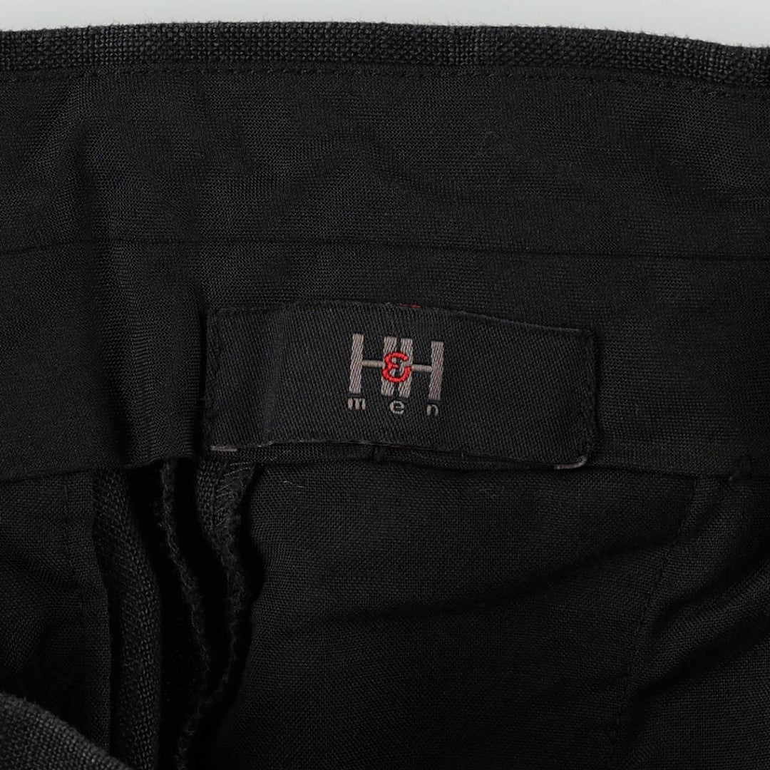 H and H Two-Pleat Linen Pants, Slacks, Men's W32 (approx.) linen black type Vintage Second Hand