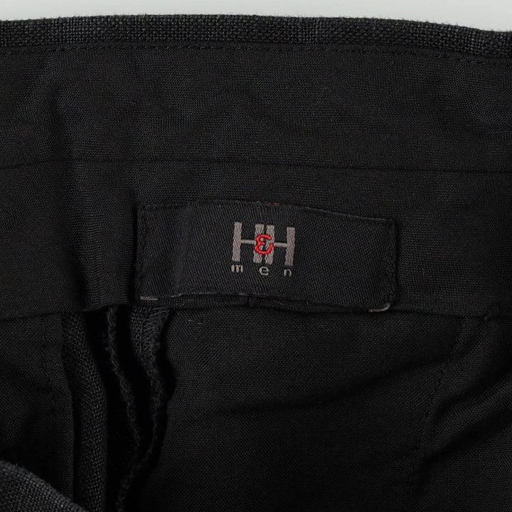 H and H Two-Pleat Linen Pants, Slacks, Men's W32 (approx.) linen black type Vintage Second Hand