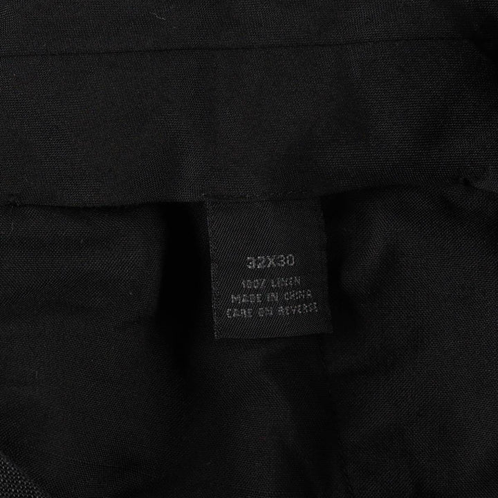 H and H Two-Pleat Linen Pants, Slacks, Men's W32 (approx.) linen black type Vintage Second Hand