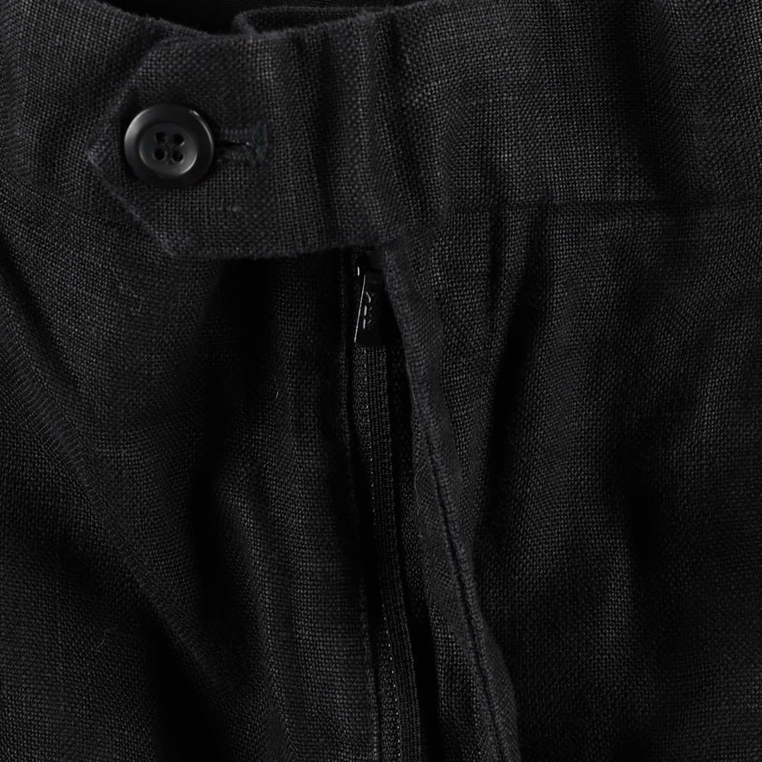 H and H Two-Pleat Linen Pants, Slacks, Men's W32 (approx.) linen black type Vintage Second Hand