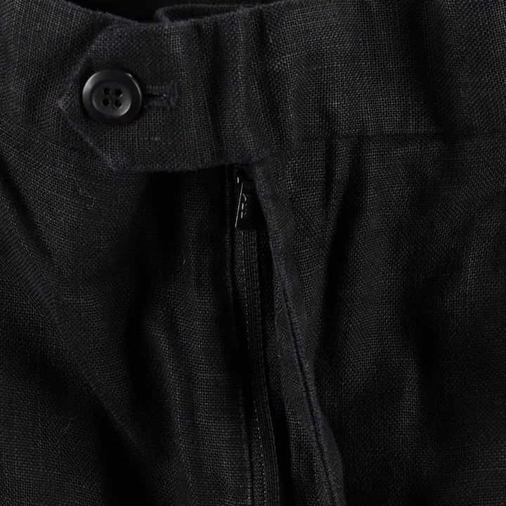 H and H Two-Pleat Linen Pants, Slacks, Men's W32 (approx.) linen black type Vintage Second Hand