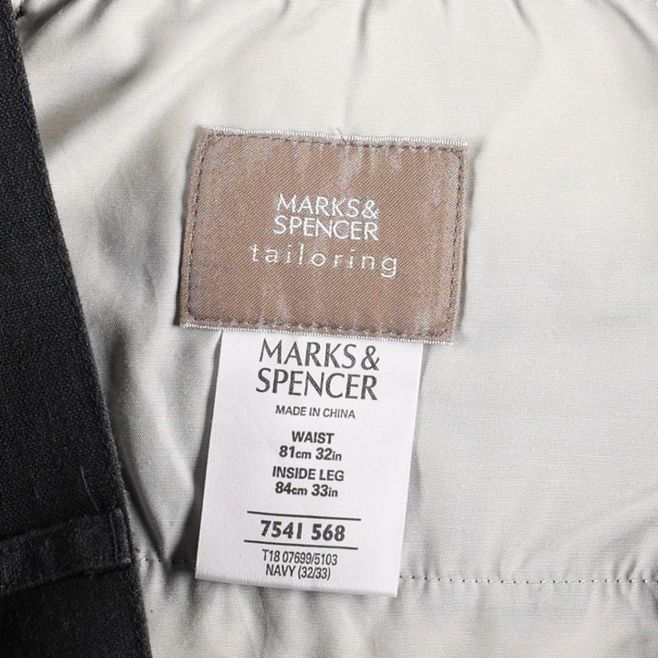 Marks and Spencer tailoring viscose x linen trousers, men's size W32 (approx.) linen black type Vintage Second Hand