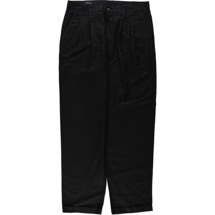 CAMBRIDGE CLASSICS Two-Pleat Slacks Pants, Men's Size W34 (approx.) linen black type Vintage Second Hand
