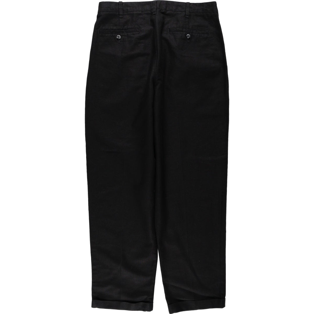 CAMBRIDGE CLASSICS Two-Pleat Slacks Pants, Men's Size W34 (approx.) linen black type Vintage Second Hand