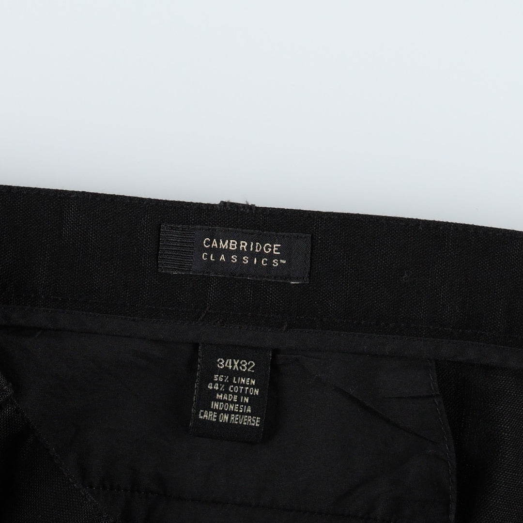CAMBRIDGE CLASSICS Two-Pleat Slacks Pants, Men's Size W34 (approx.) linen black type Vintage Second Hand