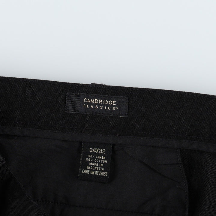CAMBRIDGE CLASSICS Two-Pleat Slacks Pants, Men's Size W34 (approx.) linen black type Vintage Second Hand