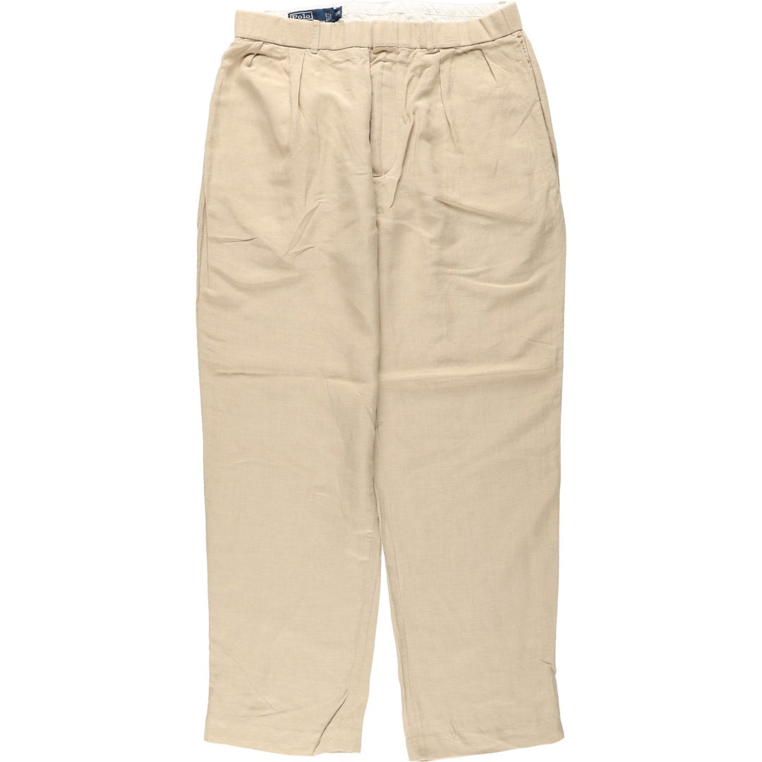 Ralph Lauren POLO by Ralph Lauren two-pleat linen pants, men's size W33. linen Beige type Vintage Second Hand