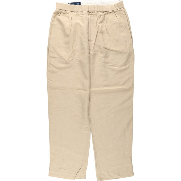 Ralph Lauren POLO by Ralph Lauren two-pleat linen pants, men's size W33. linen Beige type Vintage Second Hand