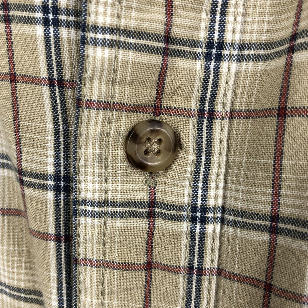 Carhartt Check Pattern Button-down Short Sleeve Work Shirt, Men's XXL cotton Beige type Vintage Second Hand