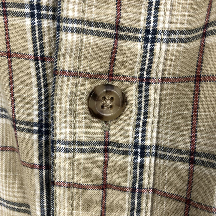Carhartt Check Pattern Button-down Short Sleeve Work Shirt, Men's XXL cotton Beige type Vintage Second Hand