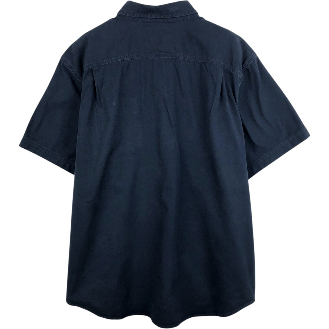 Carhartt Relaxed Fit Rugged Flex Button-Down Short-Sleeve Work Shirt (Men's XXL equivalent) cotton navy blue type Vintage Second Hand