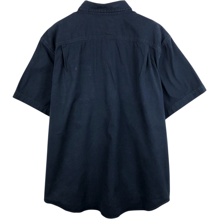 Carhartt Relaxed Fit Rugged Flex Button-Down Short-Sleeve Work Shirt (Men's XXL equivalent) cotton navy blue type Vintage Second Hand