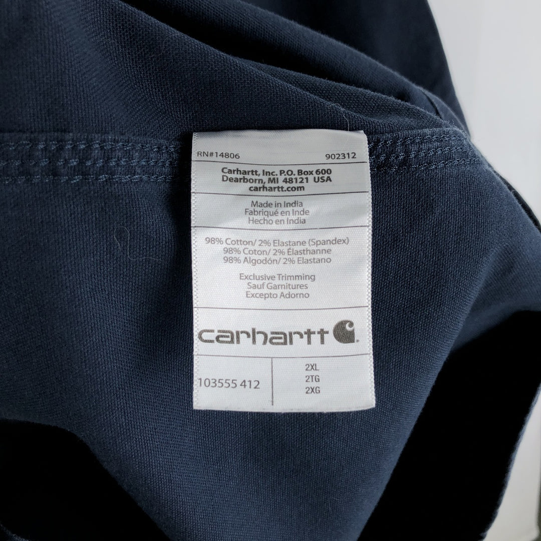 Carhartt Relaxed Fit Rugged Flex Button-Down Short-Sleeve Work Shirt (Men's XXL equivalent) cotton navy blue type Vintage Second Hand