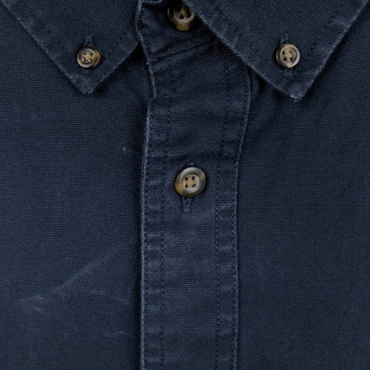 Carhartt Relaxed Fit Rugged Flex Button-Down Short-Sleeve Work Shirt (Men's XXL equivalent) cotton navy blue type Vintage Second Hand