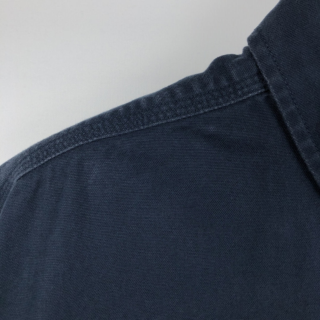 Carhartt Relaxed Fit Rugged Flex Button-Down Short-Sleeve Work Shirt (Men's XXL equivalent) cotton navy blue type Vintage Second Hand