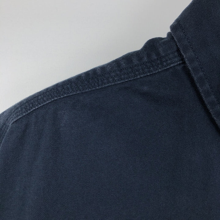 Carhartt Relaxed Fit Rugged Flex Button-Down Short-Sleeve Work Shirt (Men's XXL equivalent) cotton navy blue type Vintage Second Hand