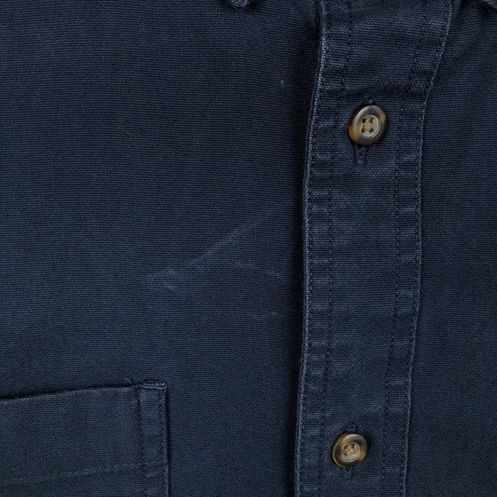 Carhartt Relaxed Fit Rugged Flex Button-Down Short-Sleeve Work Shirt (Men's XXL equivalent) cotton navy blue type Vintage Second Hand