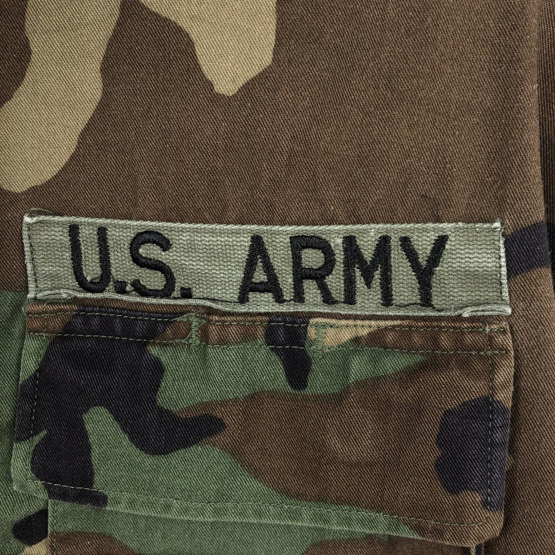 1990'S US Military Issue Camouflage Pattern Woodland Camo BDU Military Jacket, Made in USA, Medium-Long unclear Khaki type Vintage Second Hand