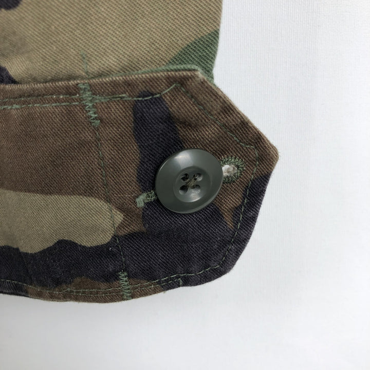 1990'S US Military Issue Camouflage Pattern Woodland Camo BDU Military Jacket, Made in USA, Medium-Long unclear Khaki type Vintage Second Hand