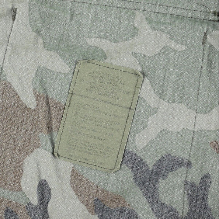 2000'S US Military Issue Camouflage Pattern Woodland Camo Ripstop BDU Military Jacket, Made in USA, MEDIUM-REGULAR (Men's M equivalent) Nylon Khaki type Vintage Second Hand