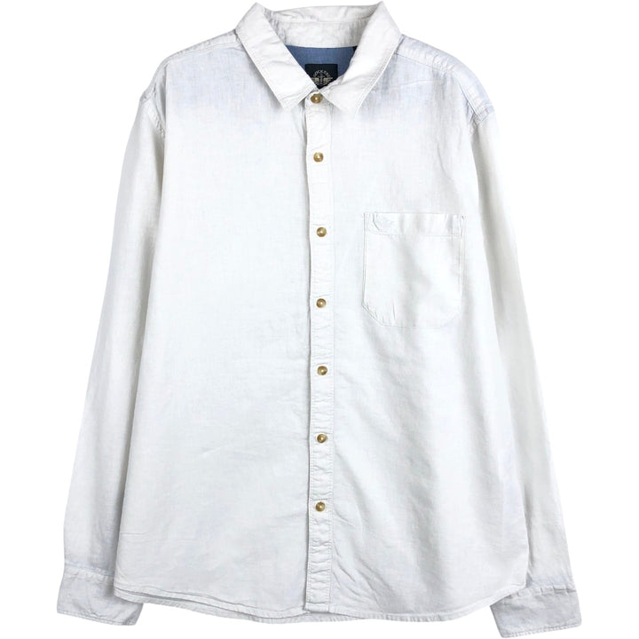 Dockers long-sleeved cotton x linen shirt, men's size L (approx.) linen white type Vintage Second Hand