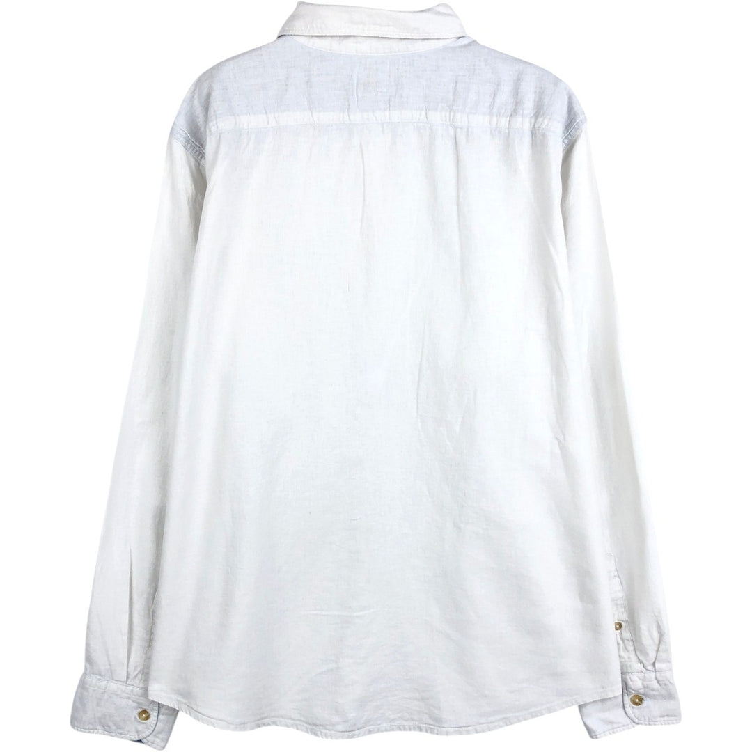 Dockers long-sleeved cotton x linen shirt, men's size L (approx.) linen white type Vintage Second Hand