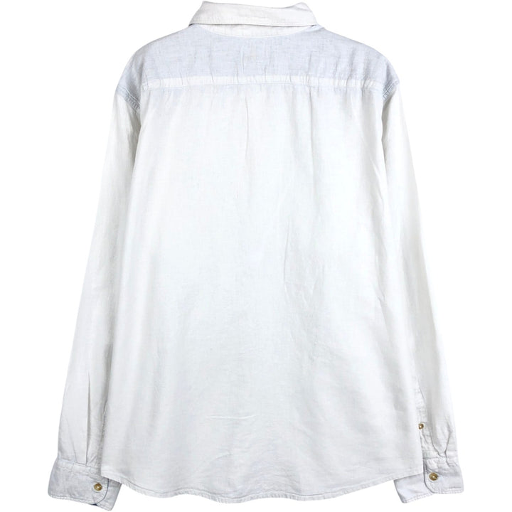 Dockers long-sleeved cotton x linen shirt, men's size L (approx.) linen white type Vintage Second Hand