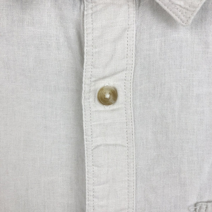 Dockers long-sleeved cotton x linen shirt, men's size L (approx.) linen white type Vintage Second Hand