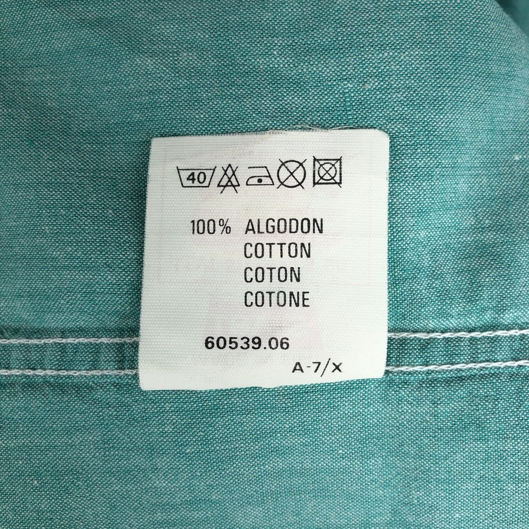 Levi's long-sleeved button-down shirt, made in Spain, men's size L equivalent. cotton green type Vintage Second Hand