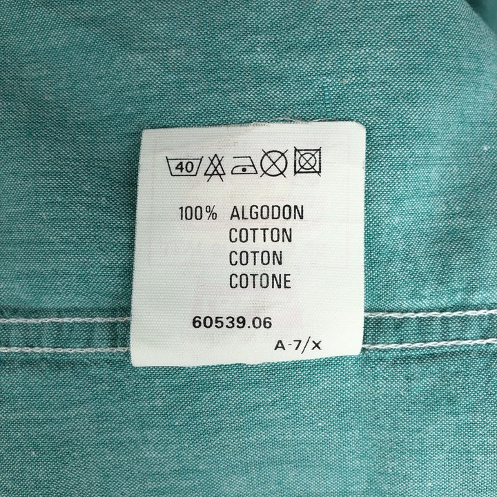 Levi's long-sleeved button-down shirt, made in Spain, men's size L equivalent. cotton green type Vintage Second Hand